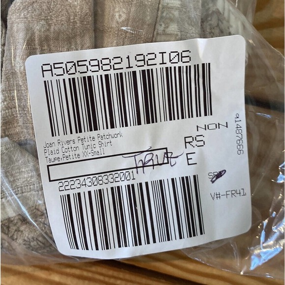 Joan Rivers Patchwork Plaid Cotton Tunic Shirt Size 2XS Women’s Taupe - Picture 8 of 8